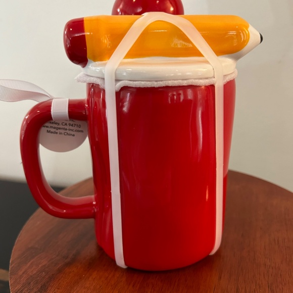 RAE DUNN Red #1 Teacher Mug w/ Lid, Coffee mug with lid 16 oz - Picture 3 of 4